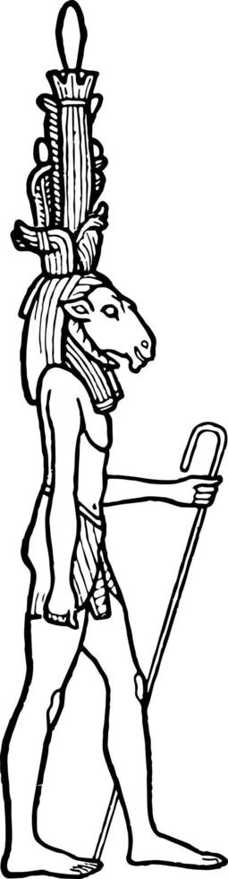 dieu égyptien, illustration vintage chnemu. vecteur