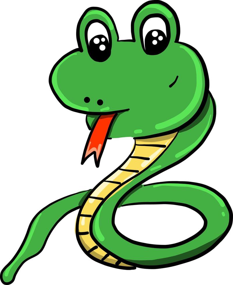 serpent vert, illustration, vecteur sur fond blanc