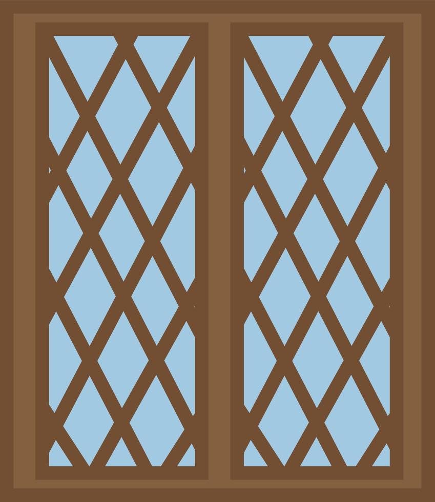 fenêtre de maison brune en bois, illustration, vecteur, sur fond blanc. vecteur