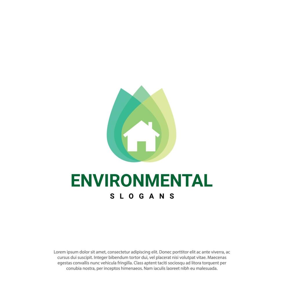logo de feuille naturelle, maison de feuille, icône de fenêtre de maison verte, bâtiment écologique, feuille de logo moderne, image vectorielle de conception de logo environnemental vecteur