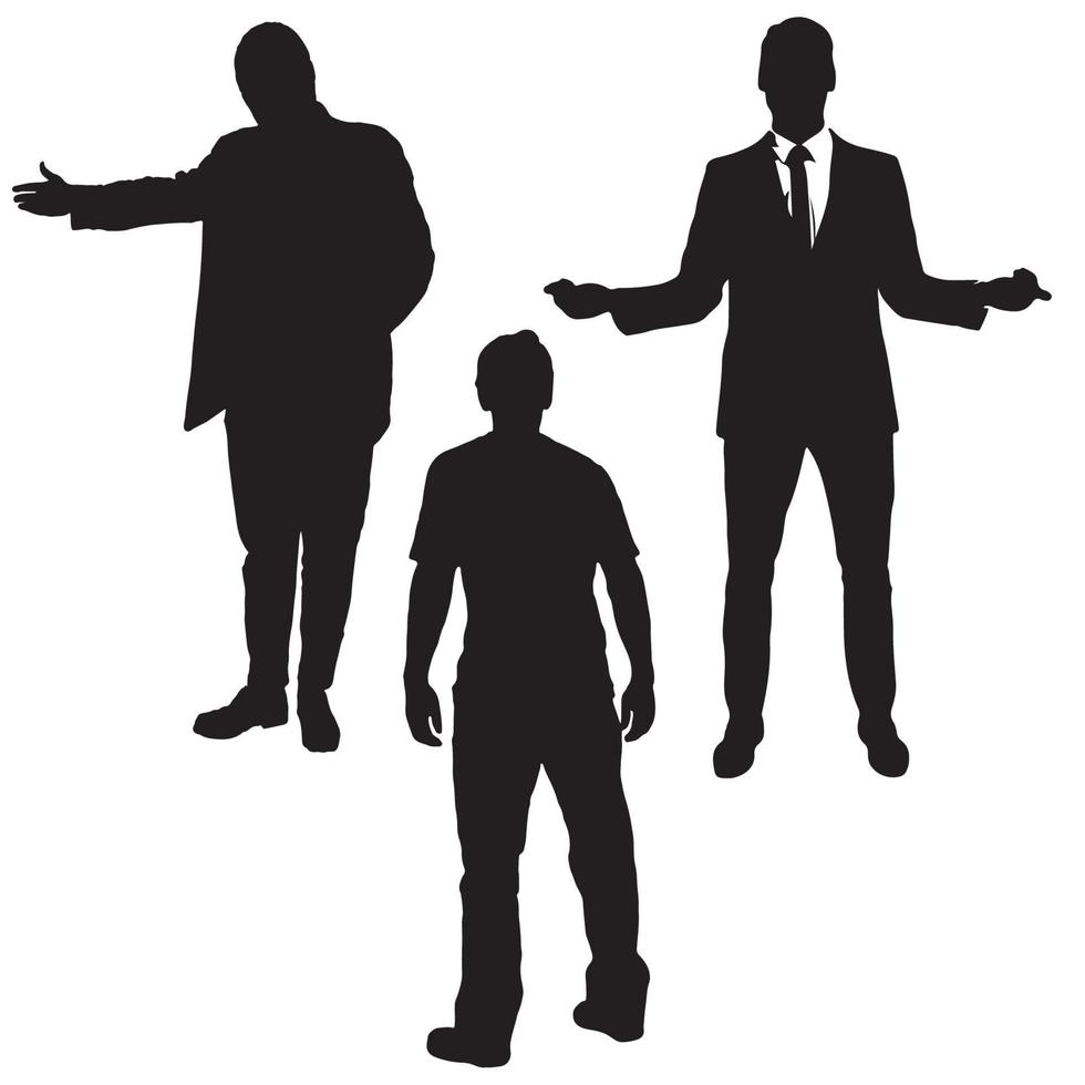 hommes debout silhouette scénographie vectorielle vecteur