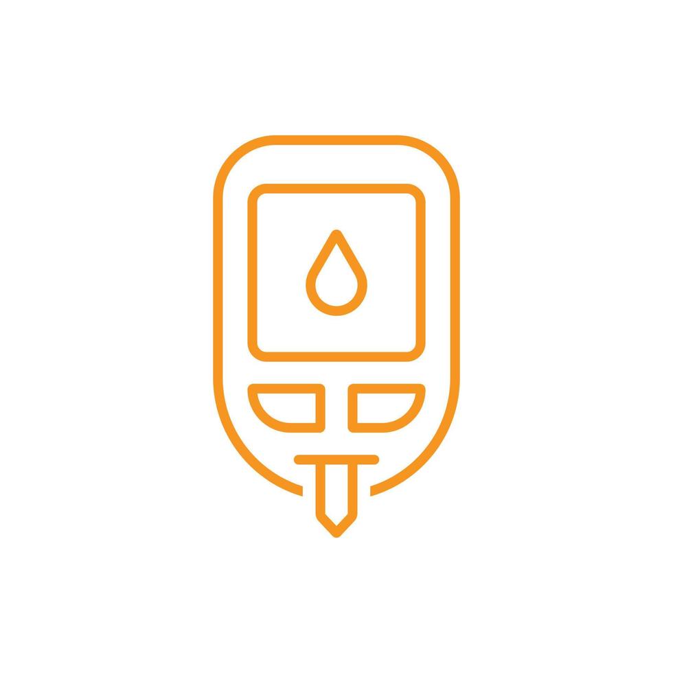 eps10 vecteur orange icône de ligne du système de surveillance de la glycémie isolée sur fond blanc. symbole de plan de glucomètre dans un style moderne simple et plat pour la conception de votre site Web, votre logo et votre application mobile