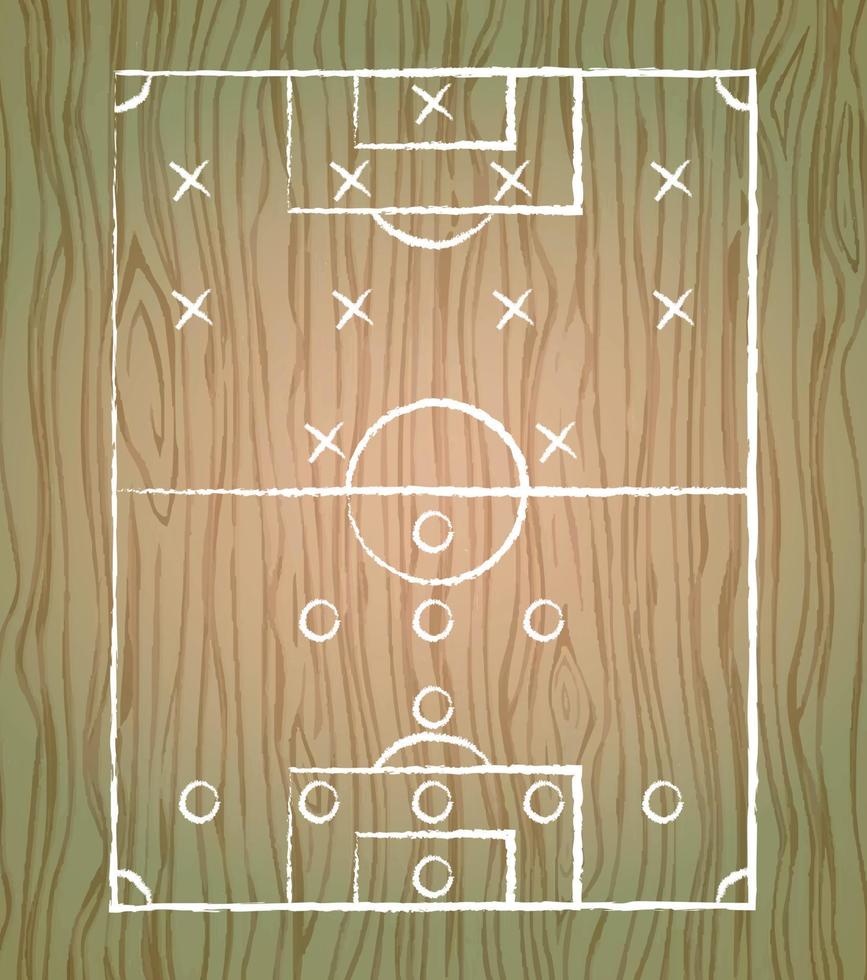 fond de tableau avec des marques de football officielles dessinées sur une planche en bois clair - vecteur