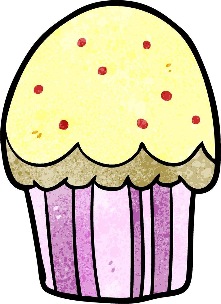 cupcake de dessin animé de texture grunge rétro vecteur