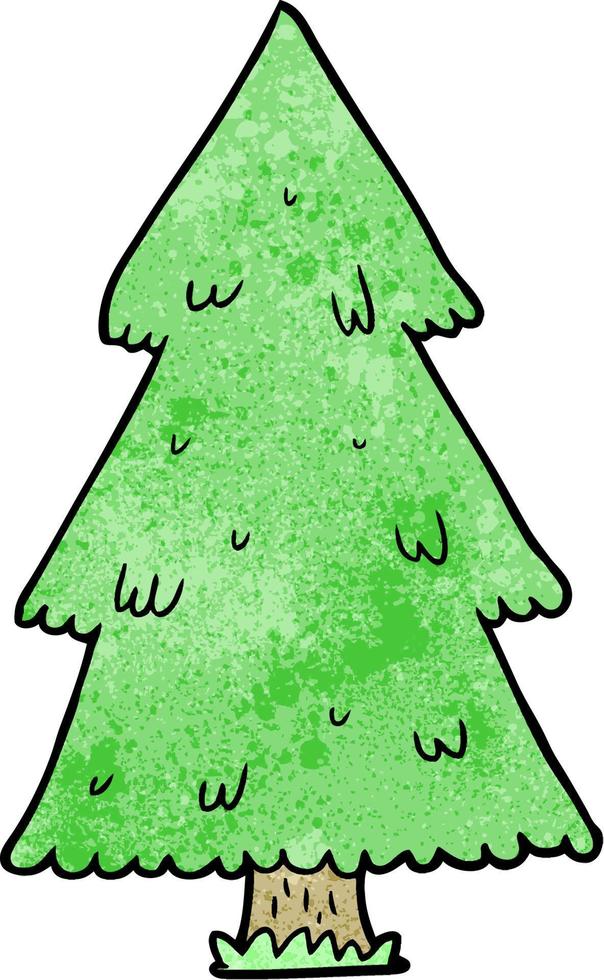 sapin de noël dessin animé texture grunge rétro vecteur