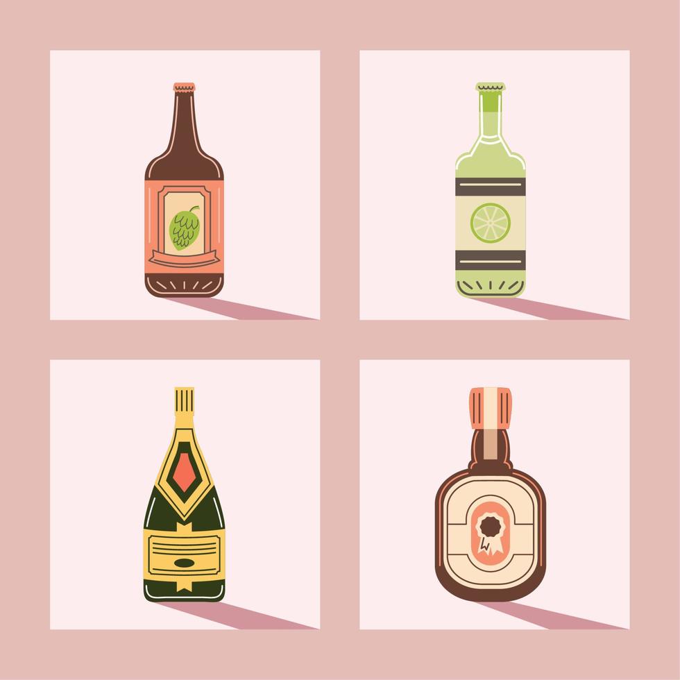 icônes boissons boire de l'alcool vecteur