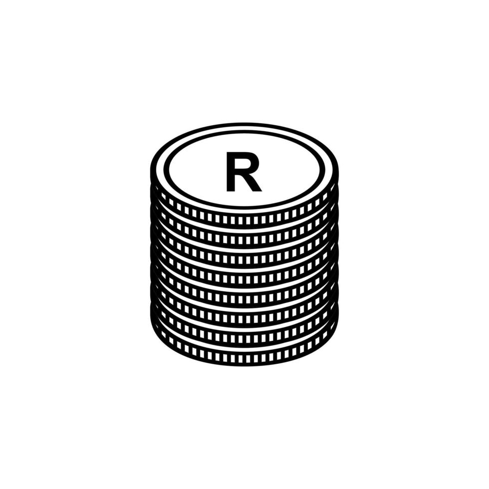 monnaie de l'afrique du sud, signe zar, symbole de l'icône du rand de l'afrique du sud. illustration vectorielle vecteur