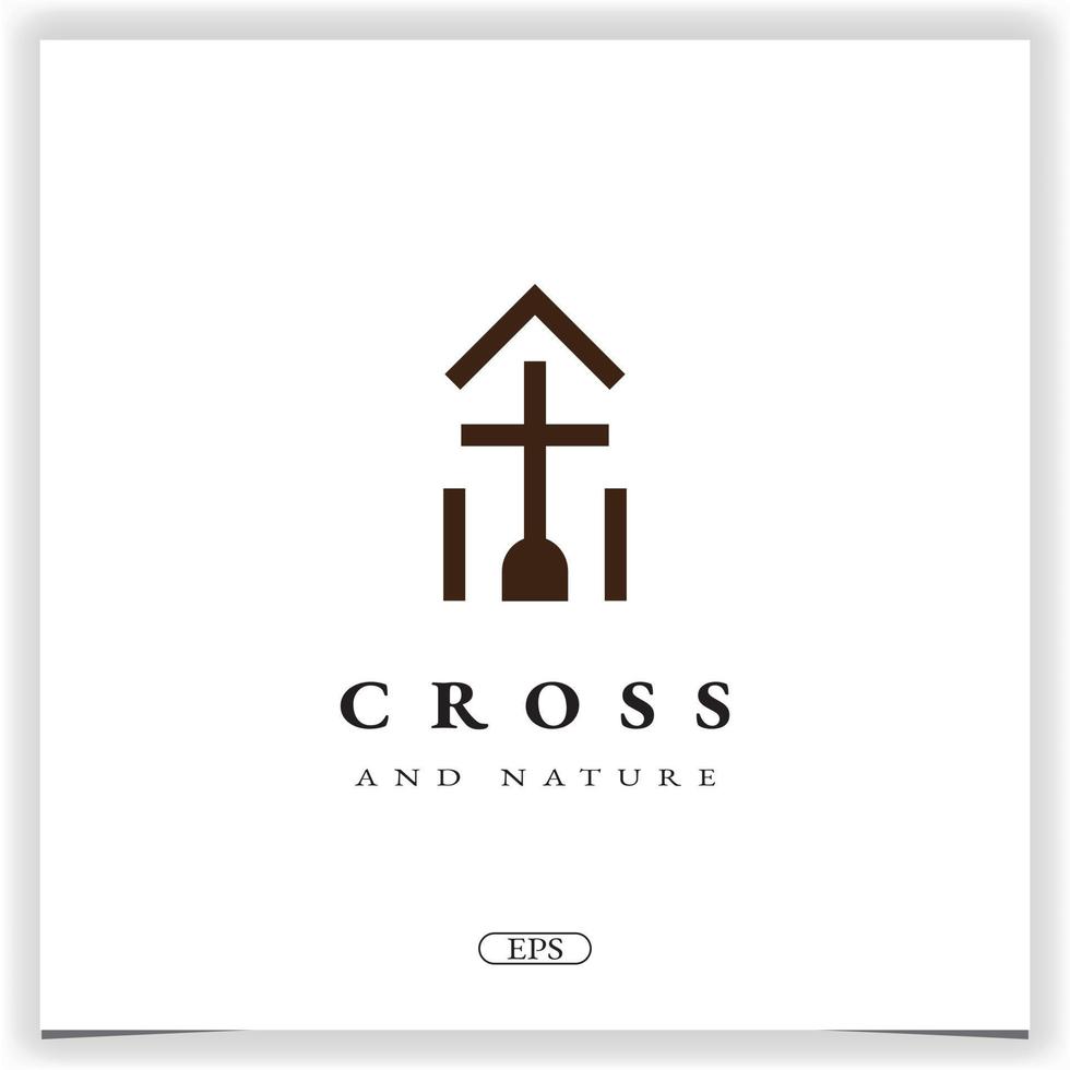 nature église chrétien maison logo design premium modèle élégant vecteur eps 10