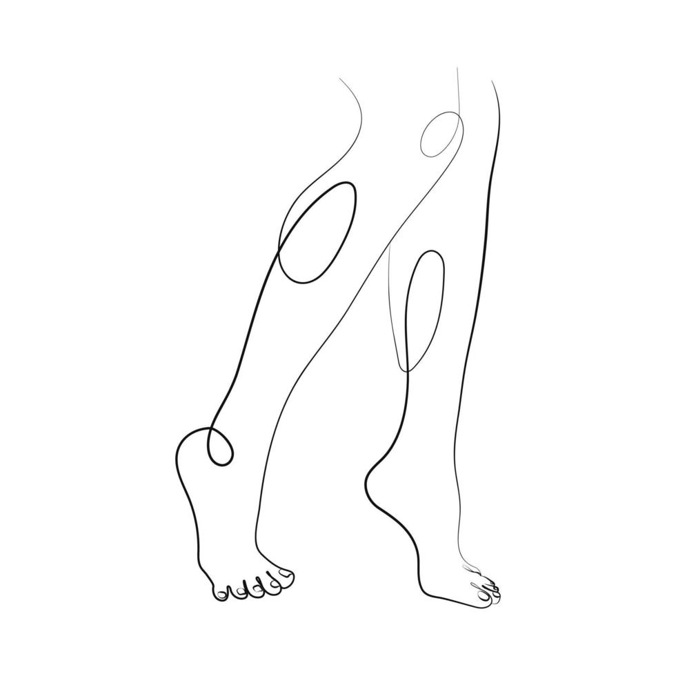 jambes féminines, dessin au trait, dessin d'une ligne. illustration élégante vecteur