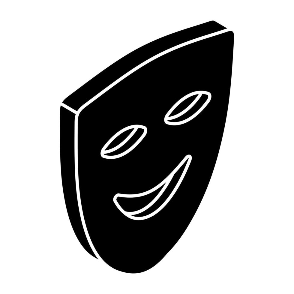 masque de visage heureux, icône de masque de théâtre vecteur