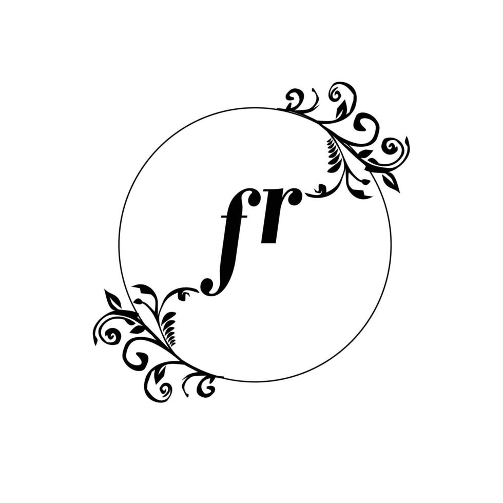 initiale fr logo monogramme lettre élégance féminine vecteur