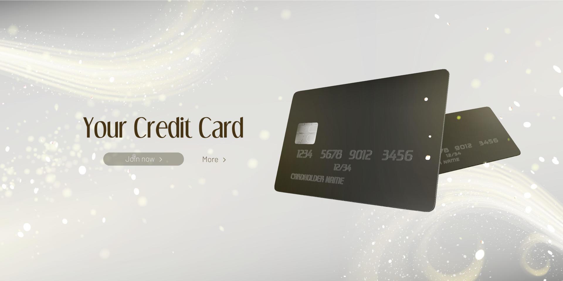 votre bannière web de carte de crédit avec des cartes bancaires noires vecteur