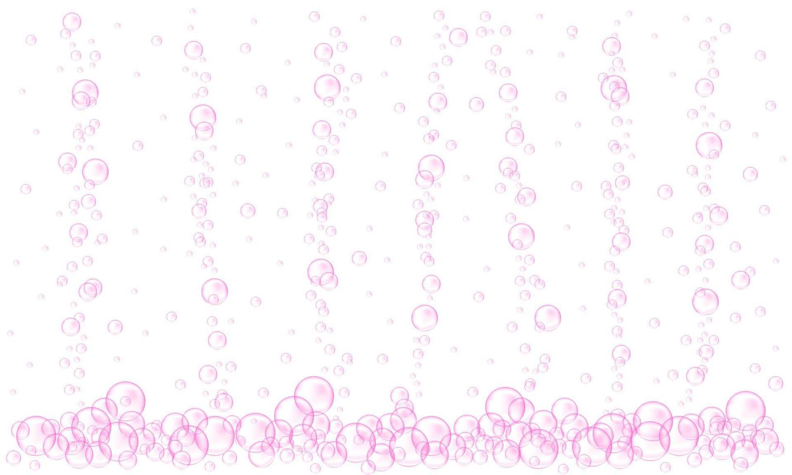 flux de bulles d'oxygène rose. texture d'eau gazeuse pétillante. boisson à la cerise ou à la fraise, Seltz, bière, soda, cola, limonade, champagne, vin mousseux vecteur