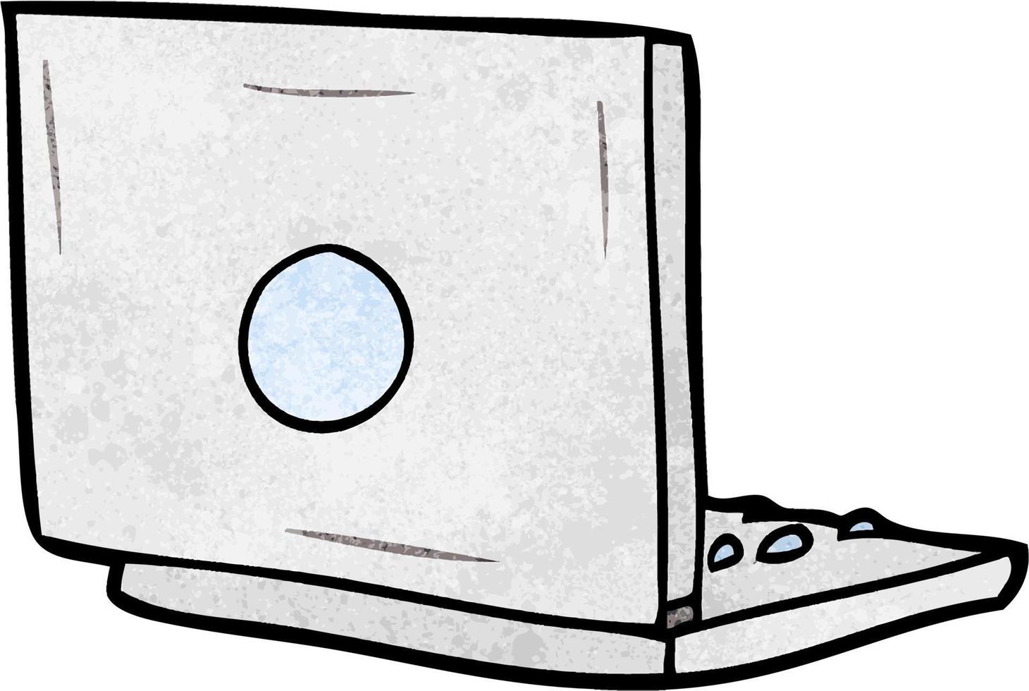 ordinateur portable mignon dessin animé texture grunge rétro vecteur