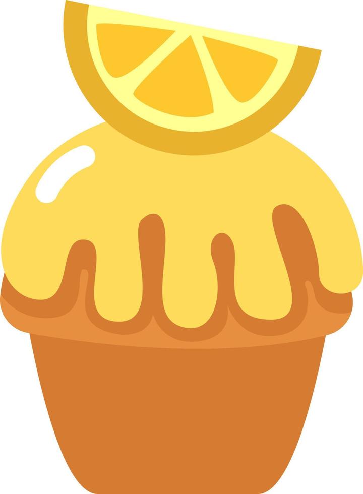 Cupcake au citron jaune, illustration, vecteur sur fond blanc