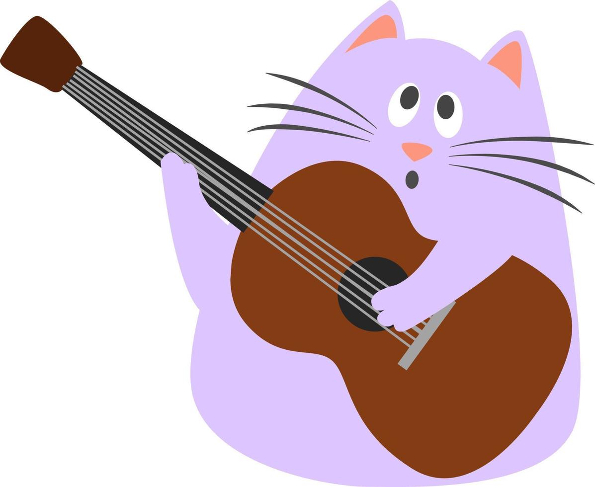 chat jouant de la guitare, illustration, vecteur sur fond blanc.