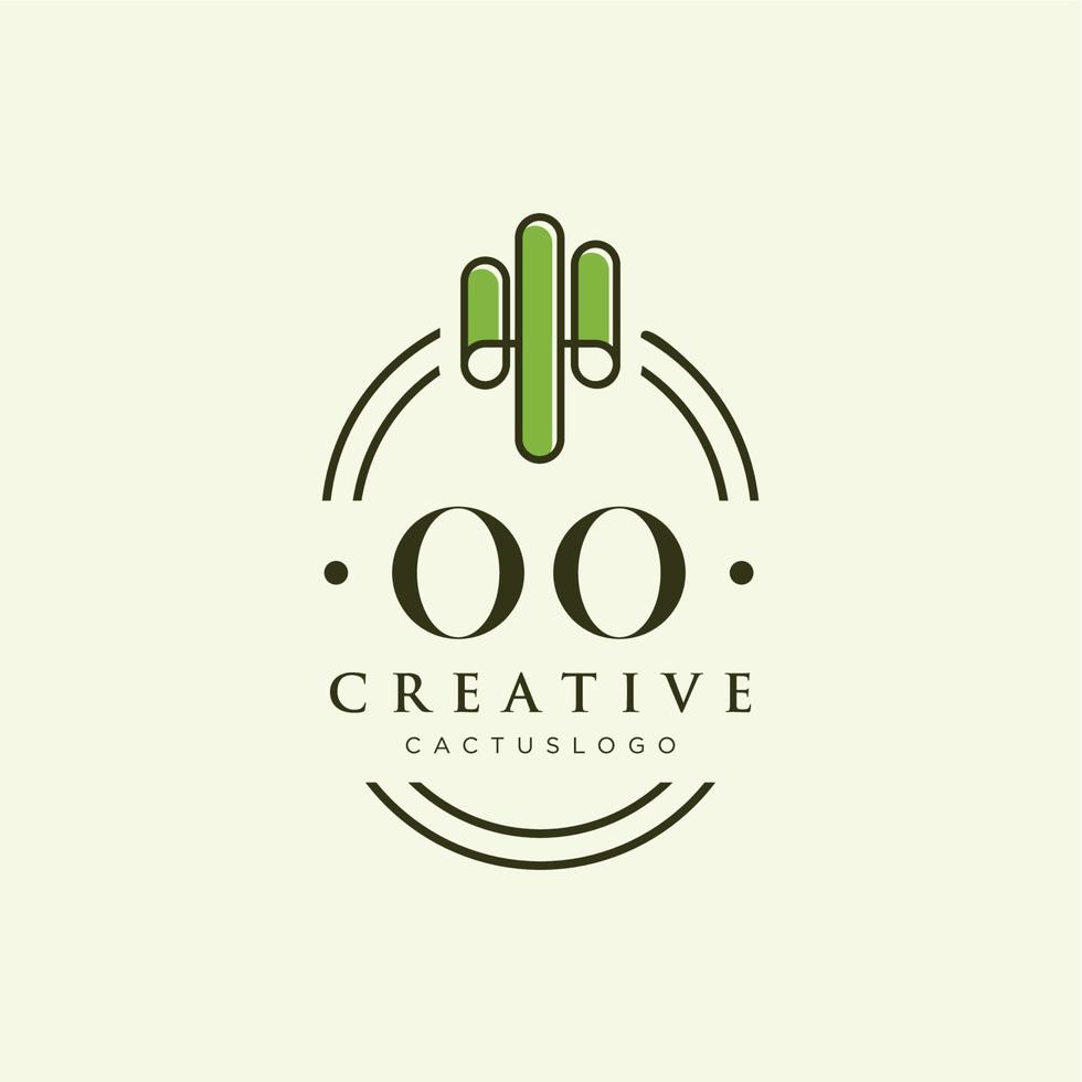 oo lettre initiale cactus vert logo vecteur
