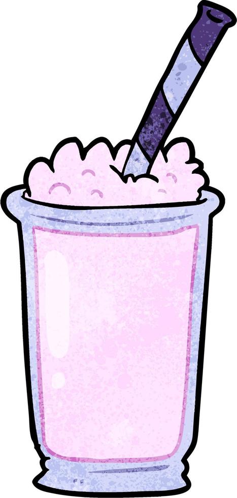 milk-shake de dessin animé de texture grunge rétro vecteur