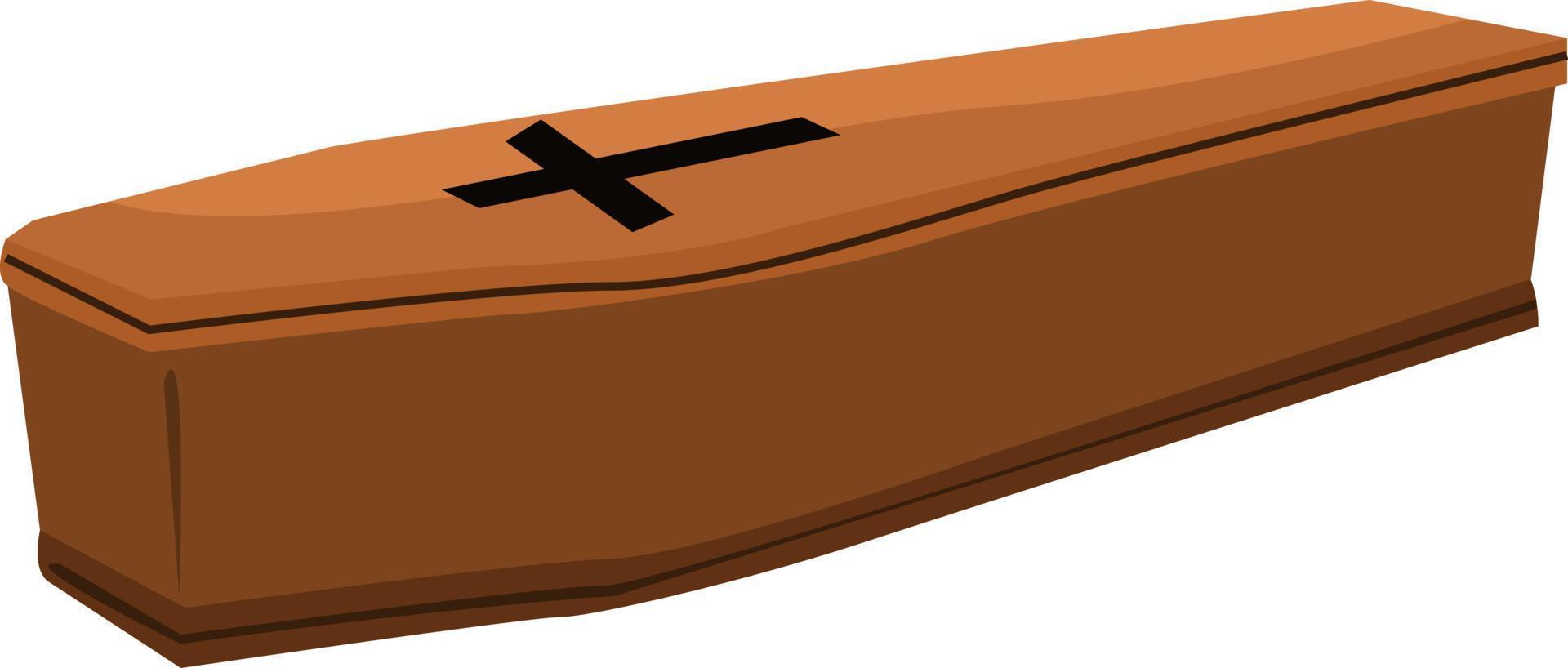 Cercueil en bois, illustration, vecteur sur fond blanc