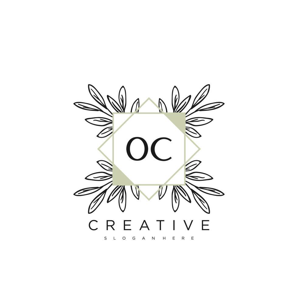 oc lettre initiale fleur logo modèle vecteur art vectoriel premium