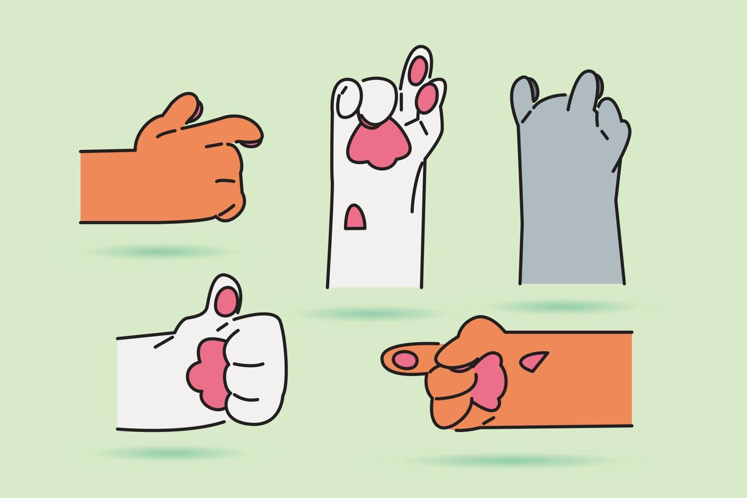 illustration de main de chat, signature de chat au design plat vecteur