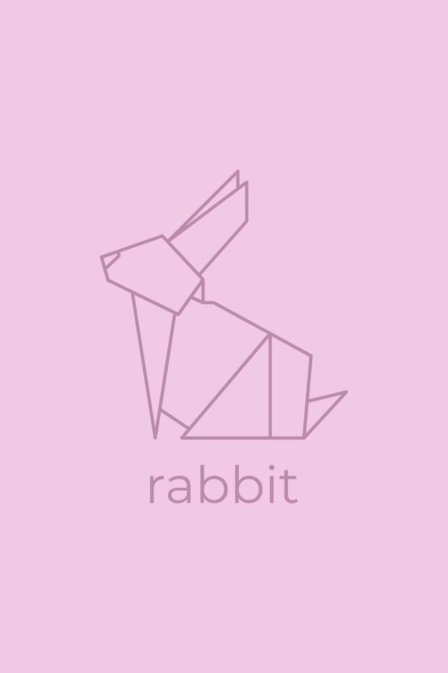 origamis de lapin. conception abstraite de logo de lapin d'art de ligne. origamis animaux. dessin au trait animal. illustration de contour d'animalerie. illustration vectorielle vecteur