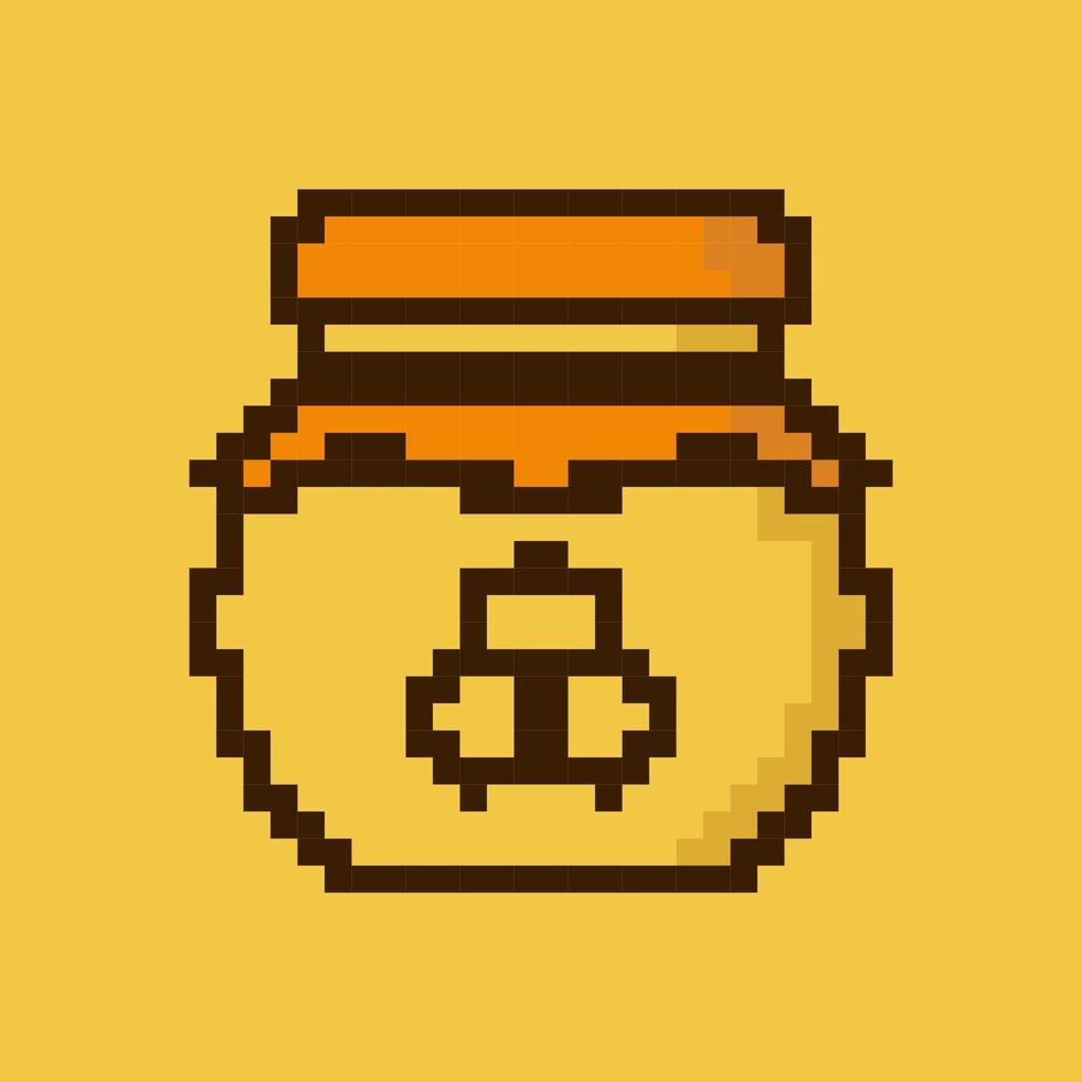 pot de miel de pixel. joli pot de miel pixel. Image de pot de miel 8 bits pixel. style graphique informatique de la vieille école. illustration vectorielle vecteur