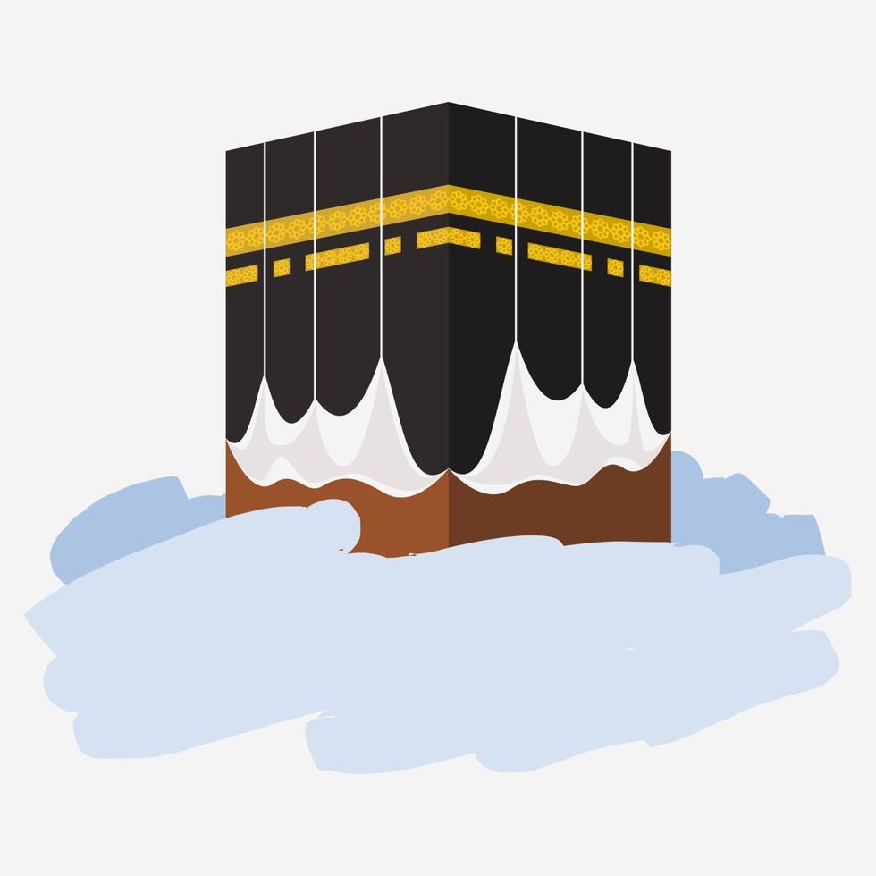 vecteur modifiable de vue oblique isolée sainte kaaba illustration avec des coups de pinceau pour les éléments d'illustration du concept de conception de pèlerinage islamique hajj