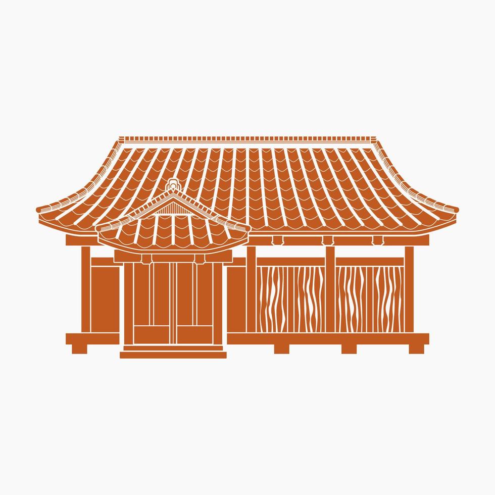 illustration vectorielle de maison japonaise traditionnelle de style monochrome plat modifiable pour les voyages touristiques et l'éducation à la culture ou à l'histoire vecteur