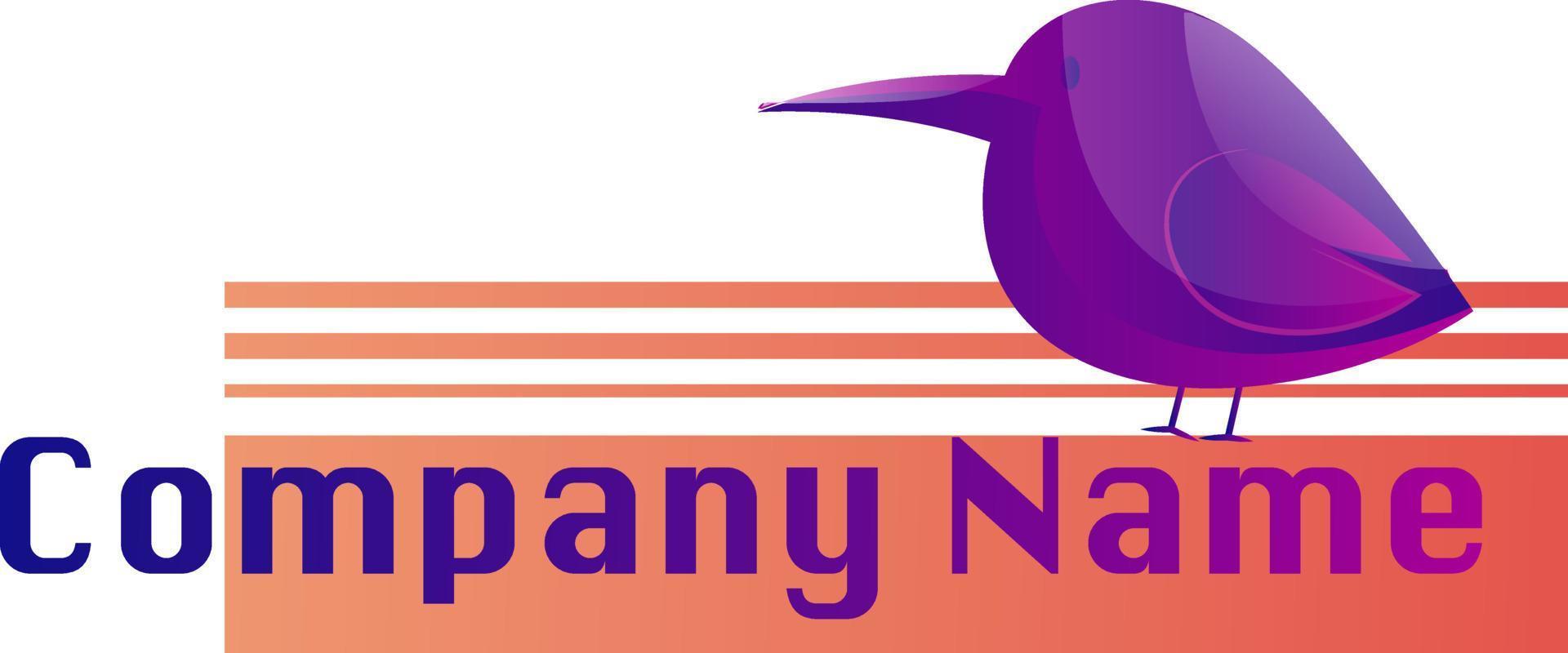 illustration vectorielle de logo oiseau violet potelé sur fond blanc vecteur