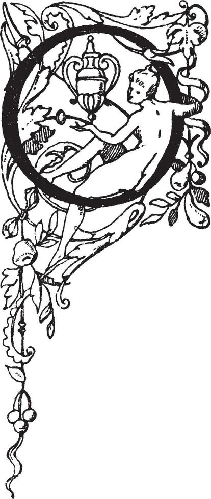 o, fleuri, illustration vintage vecteur