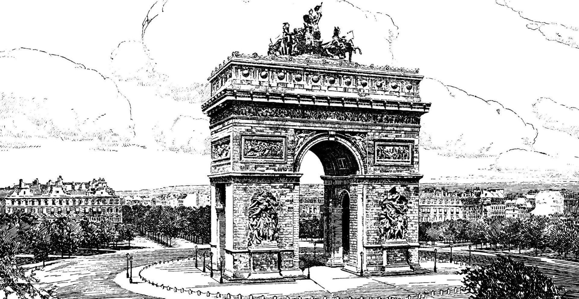 arc de triomphe, illustration vintage. vecteur