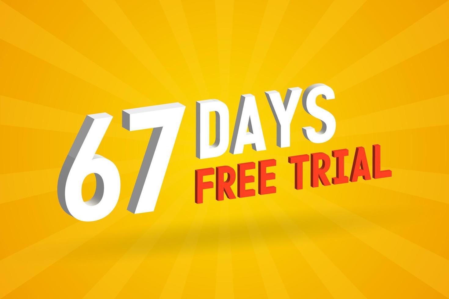 offre gratuite 67 jours d'essai gratuit vecteur de stock de texte 3d