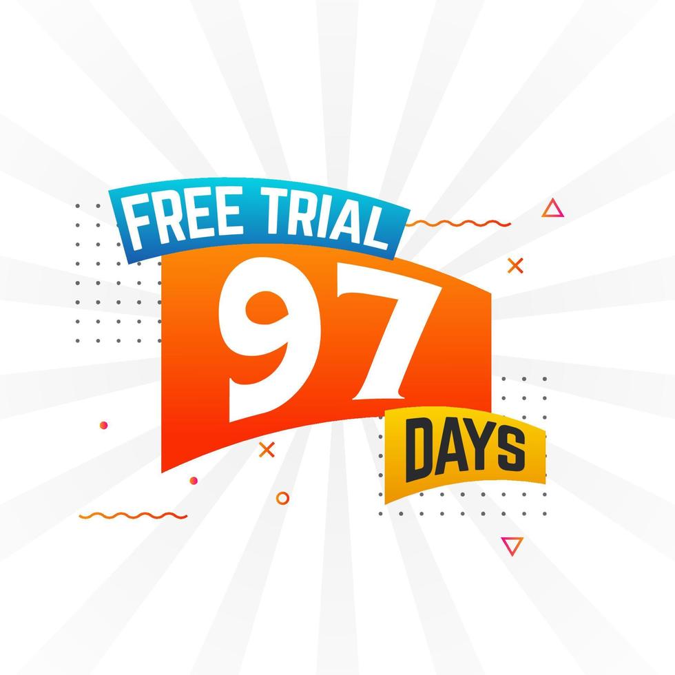 97 jours d'essai gratuit vecteur de stock de texte promotionnel en gras