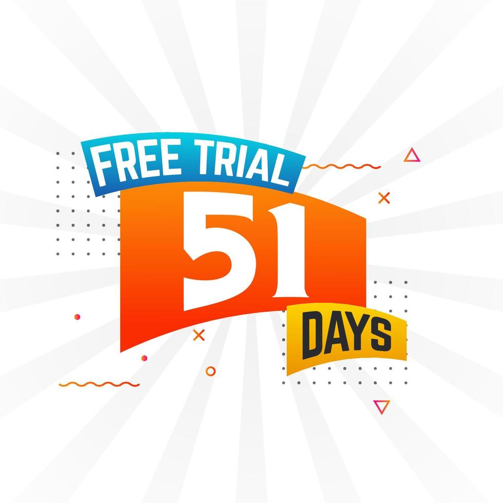 51 jours d'essai gratuit vecteur de stock de texte promotionnel en gras