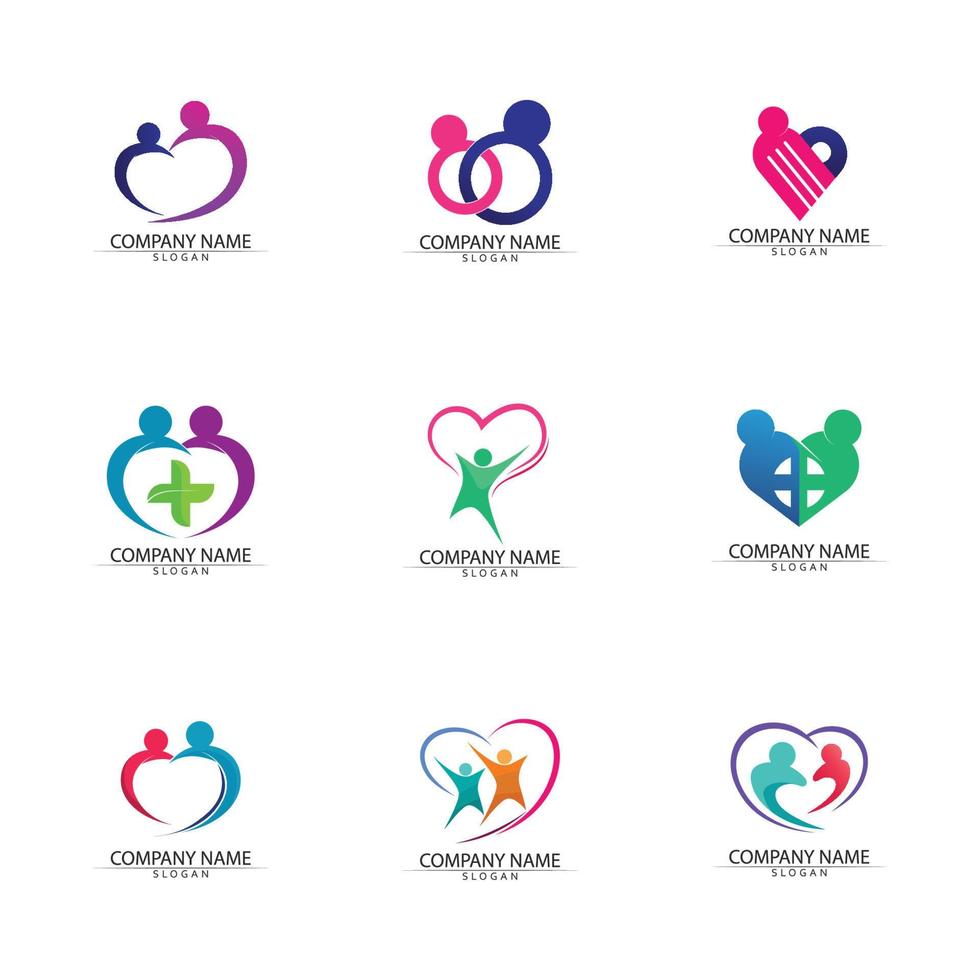 conception de logo de personnes abstraites. personnes amusantes, personnes en bonne santé, sport, illustration vectorielle de symbole de personnes de la communauté vecteur