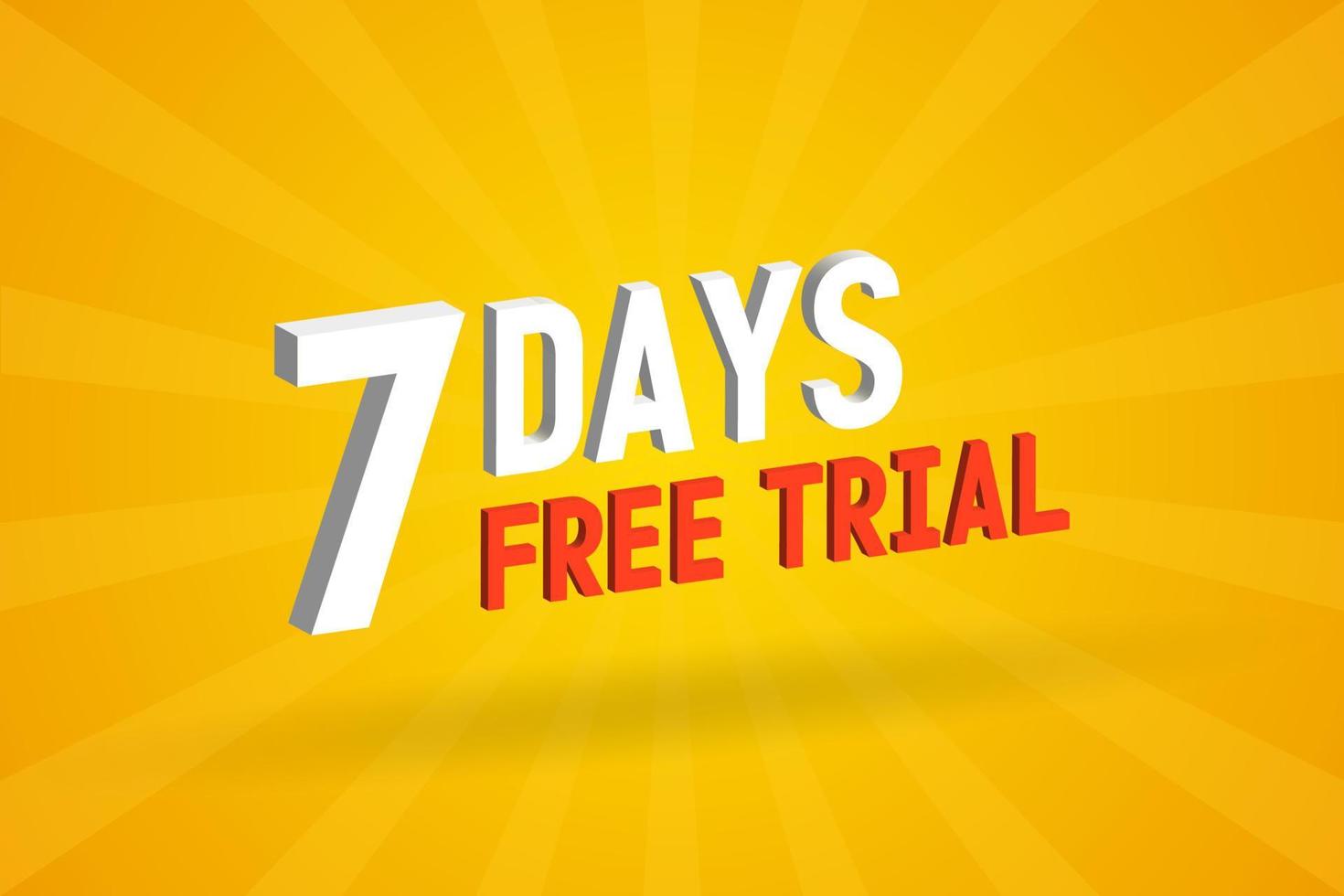 offre gratuite 7 jours d'essai gratuit vecteur de stock de texte 3d