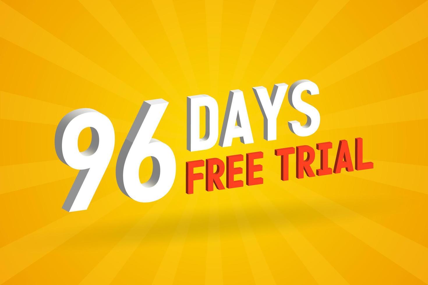 offre gratuite 96 jours d'essai gratuit vecteur de stock de texte 3d