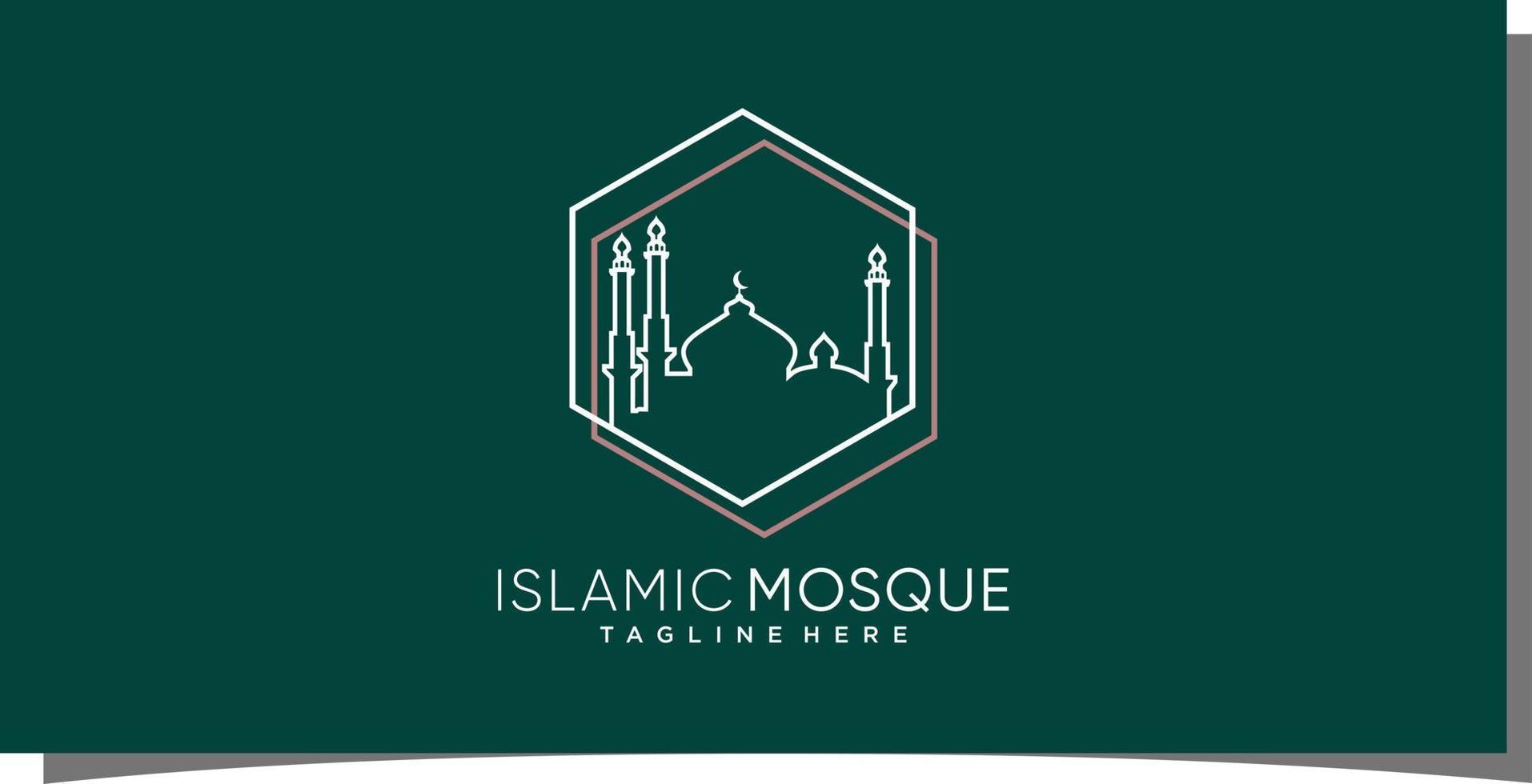 logo de ligne de mosquée verte avec vecteur premium de style moderne créatif