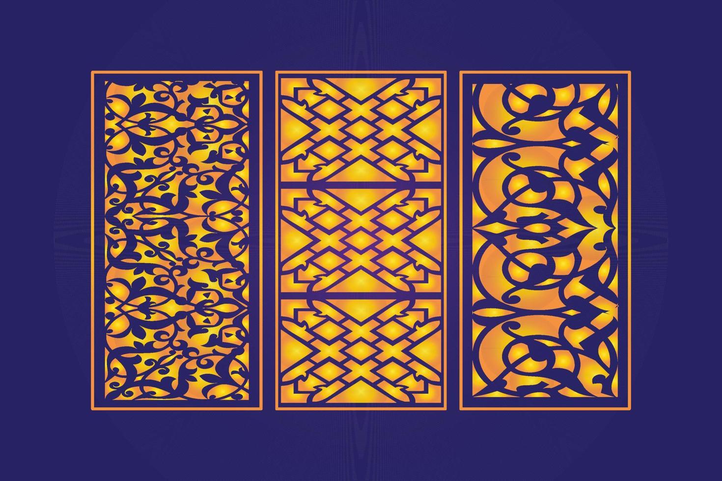 décoratif découpé à l'emporte-pièce floral islamique abstrait motif découpé au laser panneaux modèle or vecteur