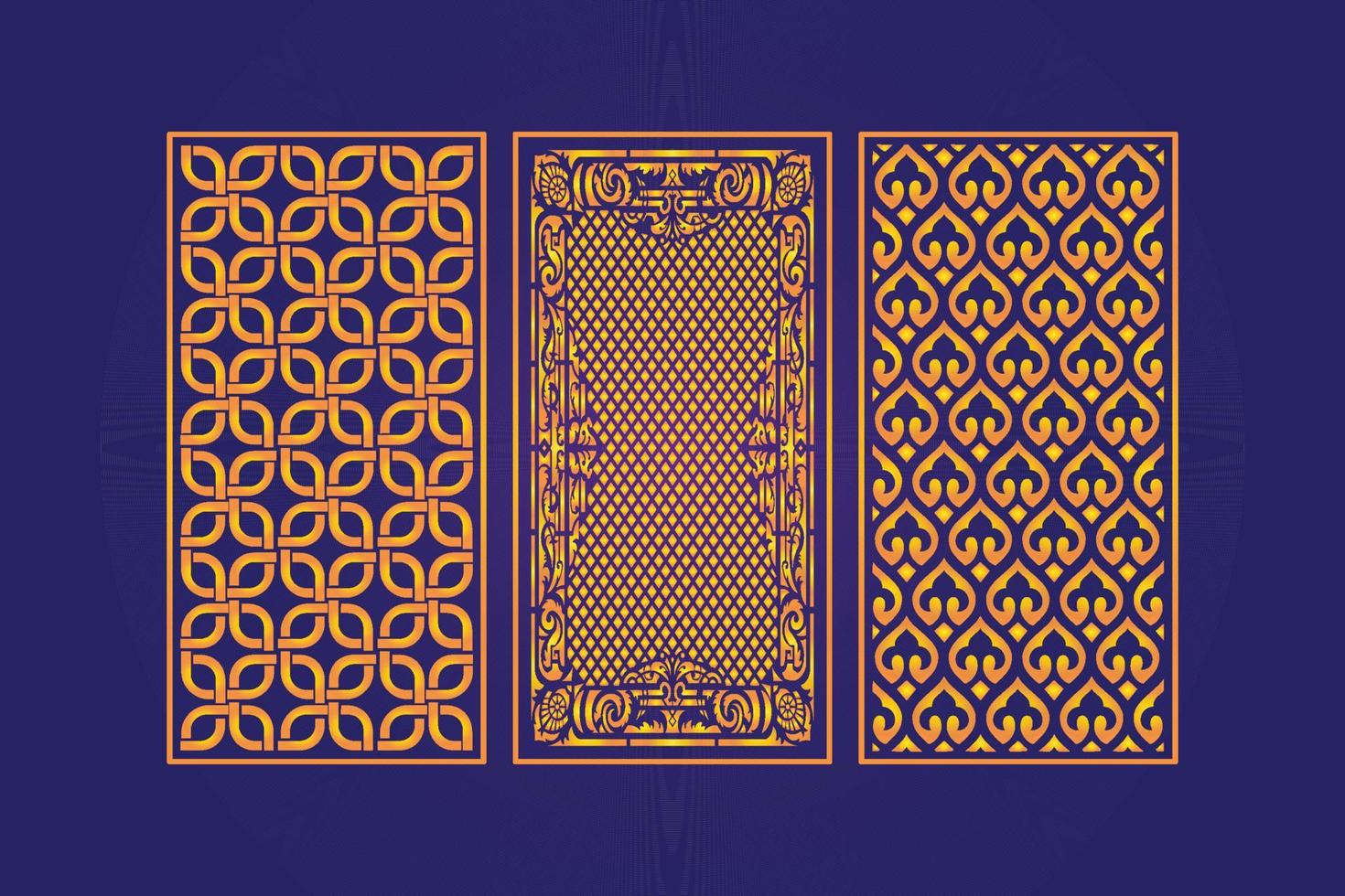 décoratif découpé à l'emporte-pièce floral islamique abstrait motif découpé au laser panneaux modèle or vecteur