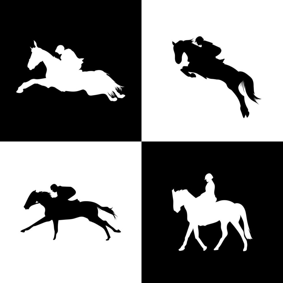 silhouette de personnes à cheval vecteur