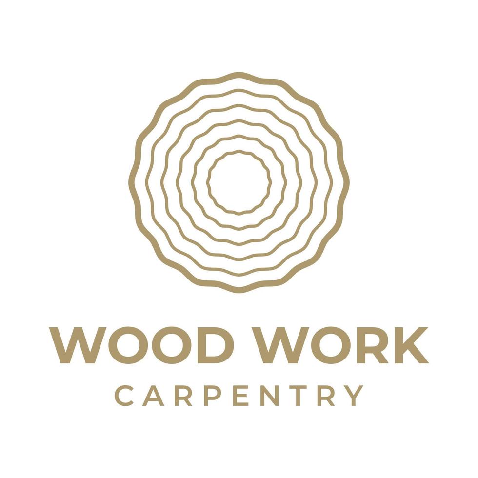 conception créative du logo en bois et fibre naturelle, charpentier et planche de bois avec outil d'artisan scie. illustration vectorielle. vecteur