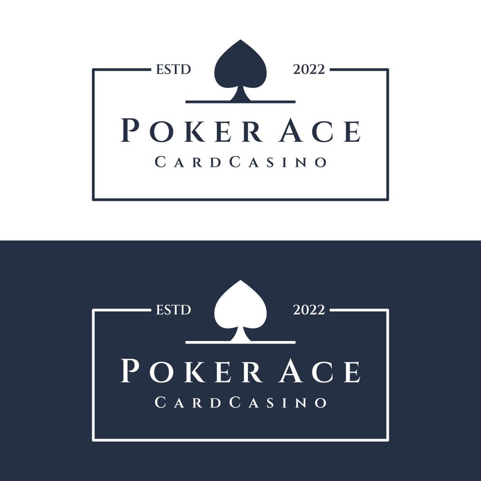 logo de conception d'as de poker de casino vintage, diamants, coeurs et piques. logo du club de poker, tournoi, jeu de hasard, symbole 777. vecteur