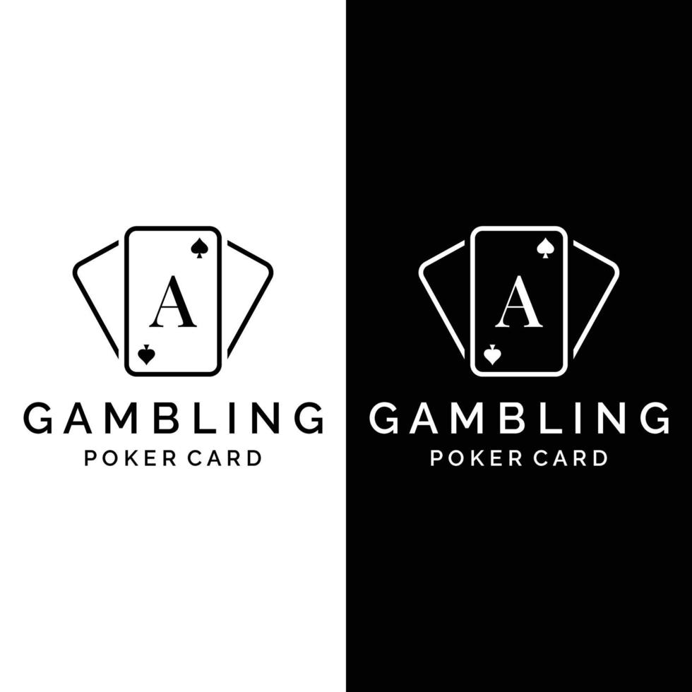 logo de conception d'as de poker de casino vintage, diamants, coeurs et piques. logo du club de poker, tournoi, jeu de hasard, symbole 777. vecteur