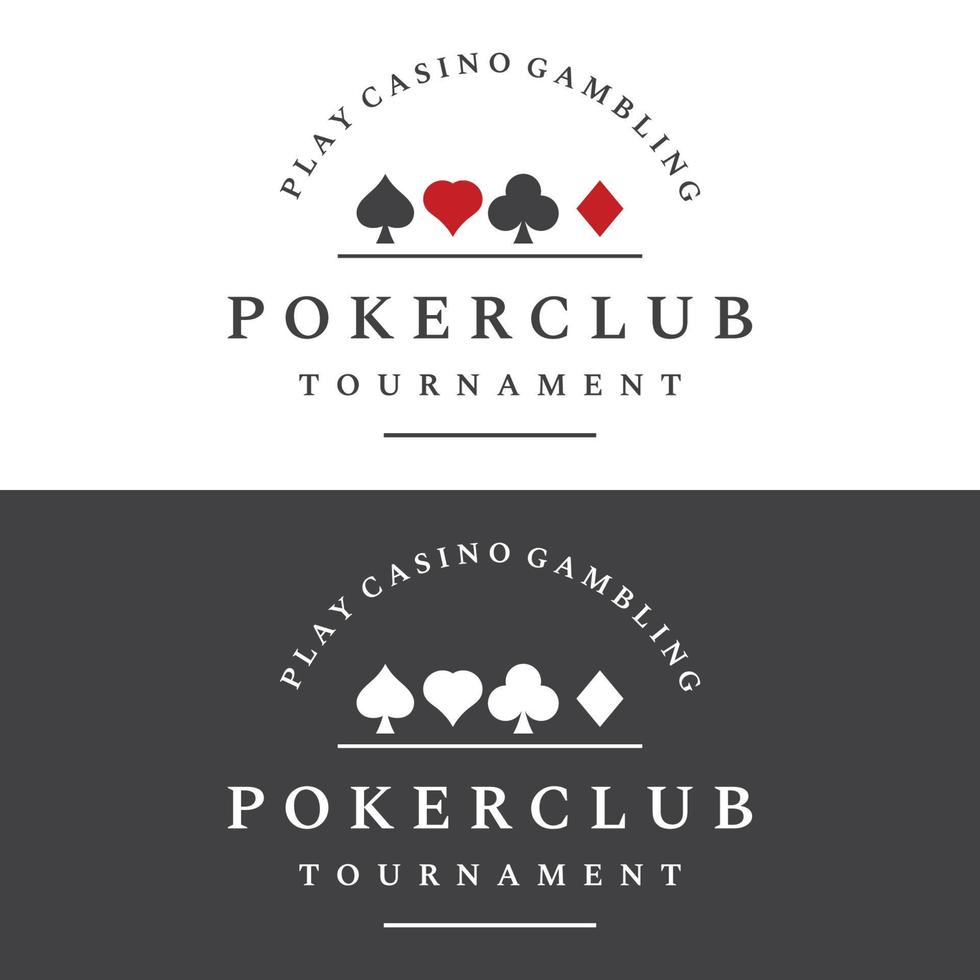 logo de conception d'as de poker de casino vintage, diamants, coeurs et piques. logo du club de poker, tournoi, jeu de hasard, symbole 777. vecteur