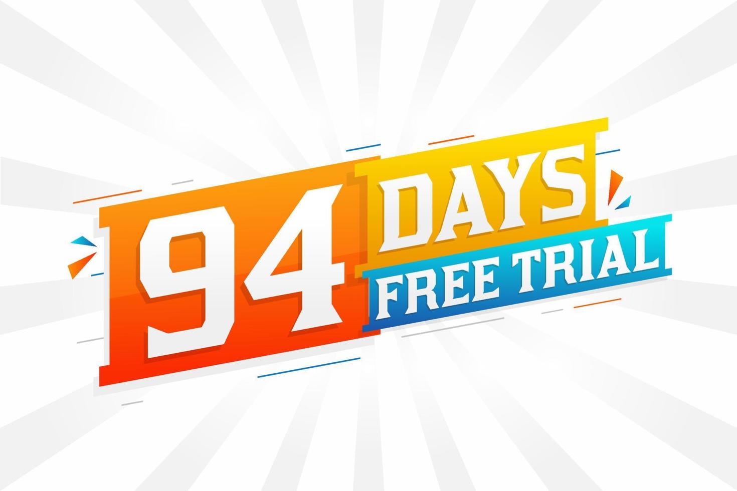 94 jours d'essai gratuit vecteur de stock de texte promotionnel en gras