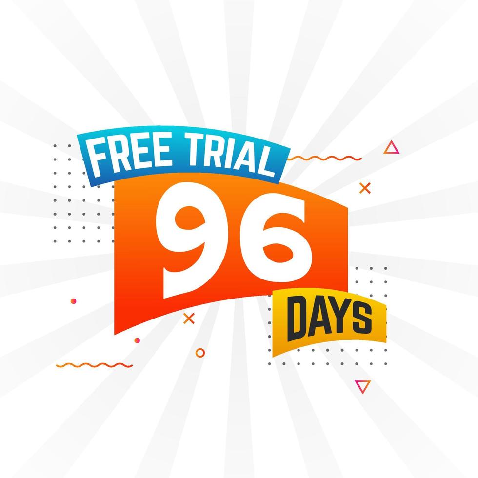 96 jours d'essai gratuit vecteur de stock de texte promotionnel en gras