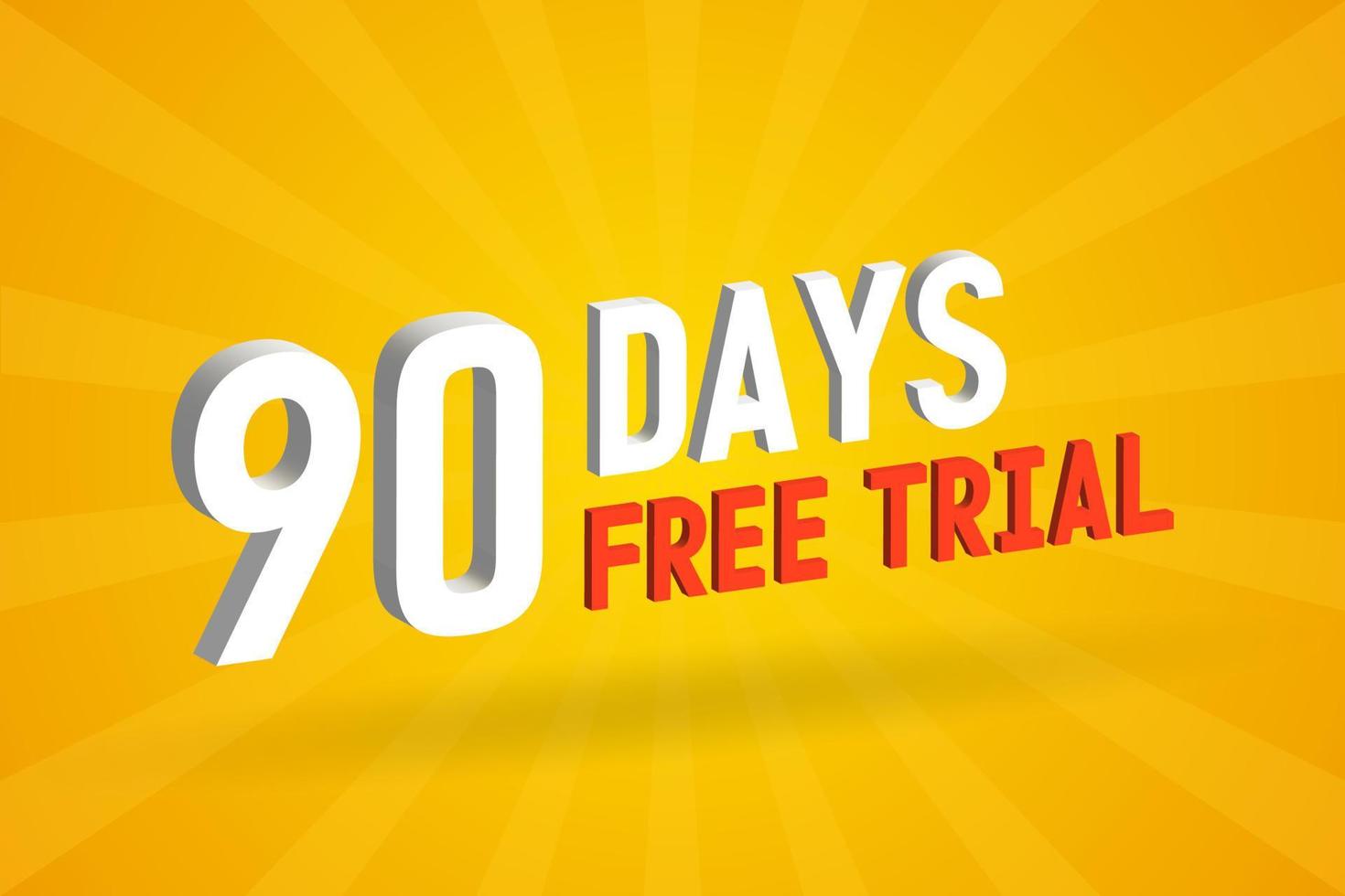 offre gratuite 90 jours d'essai gratuit vecteur de stock de texte 3d