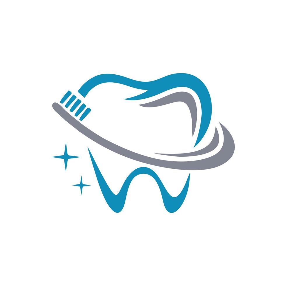illustration de logo d'une combinaison de dents et de brosse à dents, très appropriée pour les entreprises dentaires vecteur